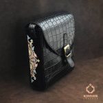کیف چرم عسلی طرحدار مدل ارغوان