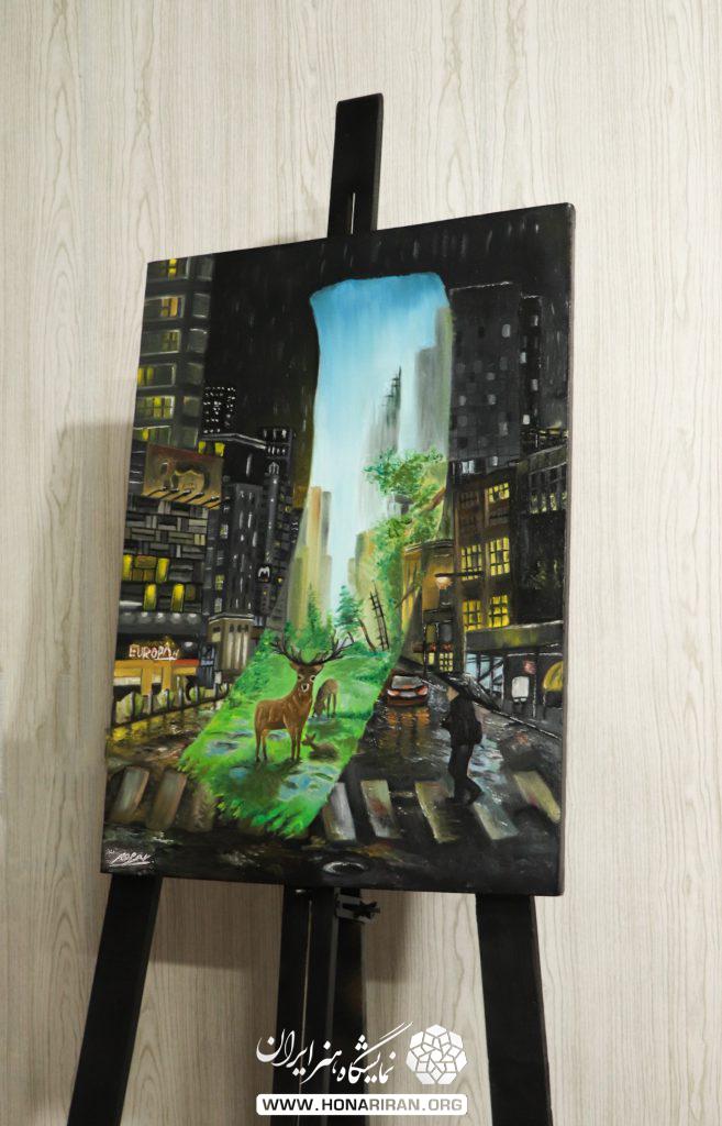نقاشی شهر و طبیعت رنگ روغن