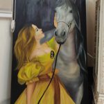 تابلو نقاشی اسب و دختر
