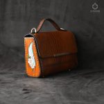 کیف چوبینه چرم،میناکاری مدل سپیدار