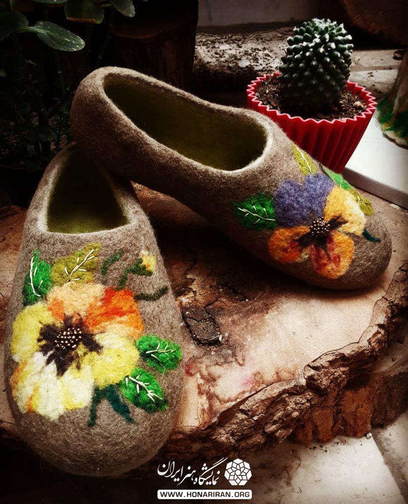 پاپوش نمدی گل برجسته
