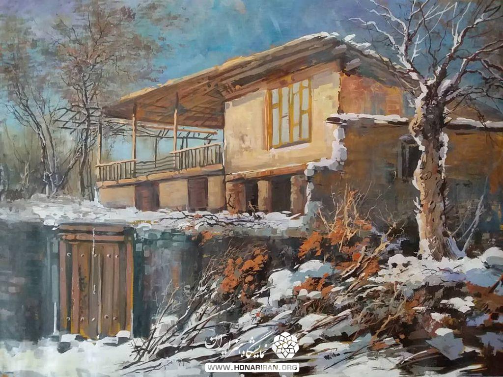 تابلو نقاشی خانه برفی