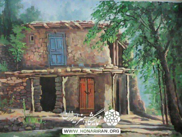 تابلو نقاشی خانه کاه گلی