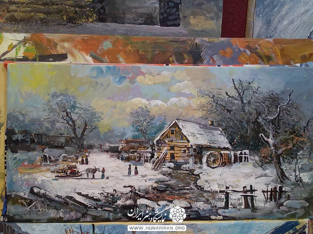 تابلو نقاشی کلبه برفی