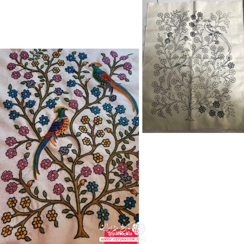 تابلو پته دوزی پرنده “طرح هما”