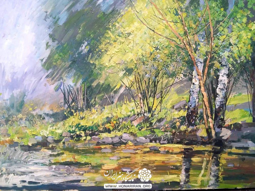 تابلو نقاشی رودخانه بهاری