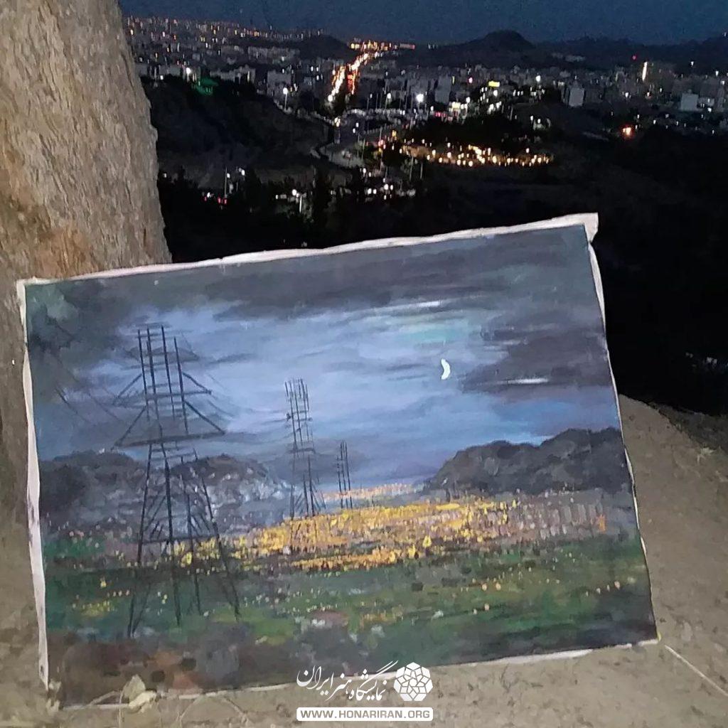 تابلو نقاشی شهر در شب