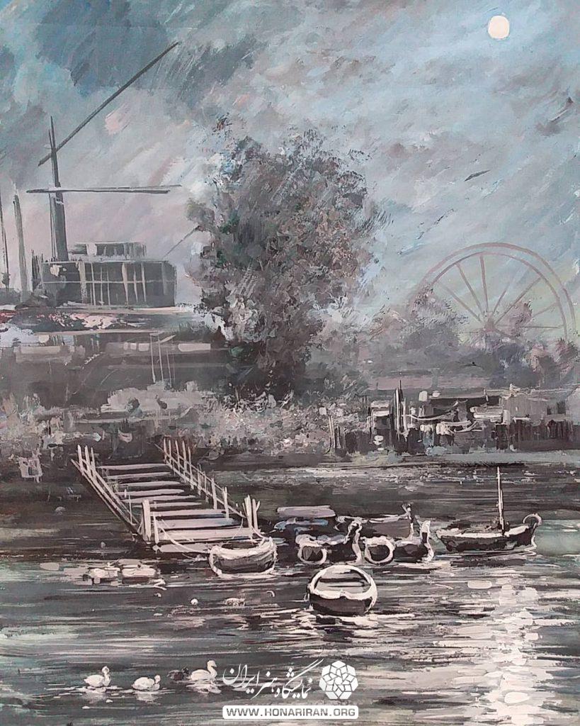 تابلو نقاشی پارک خاکستری