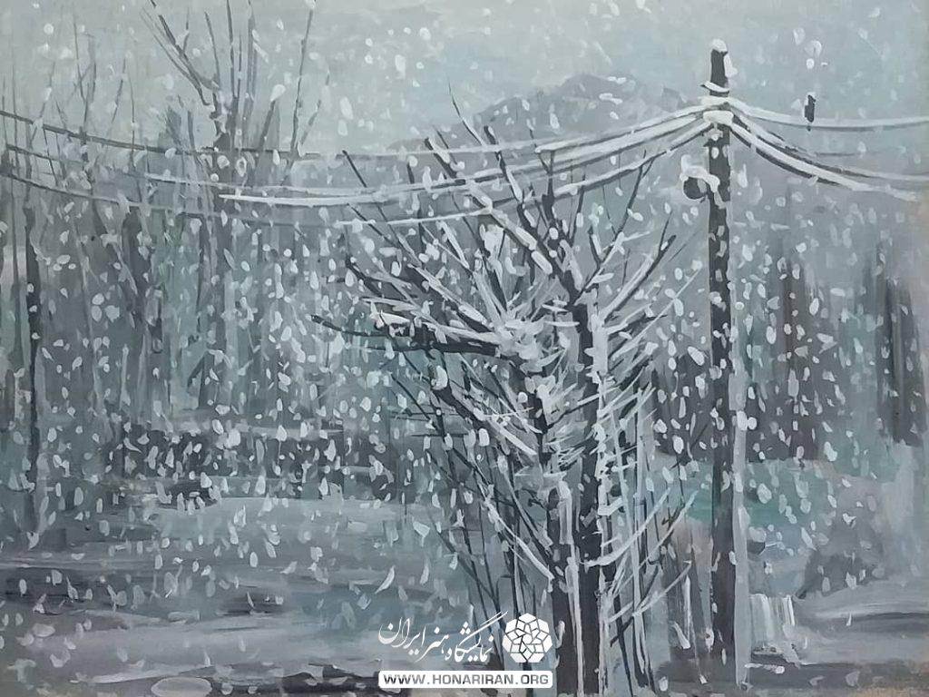 تابلو نقاشی بارش برف
