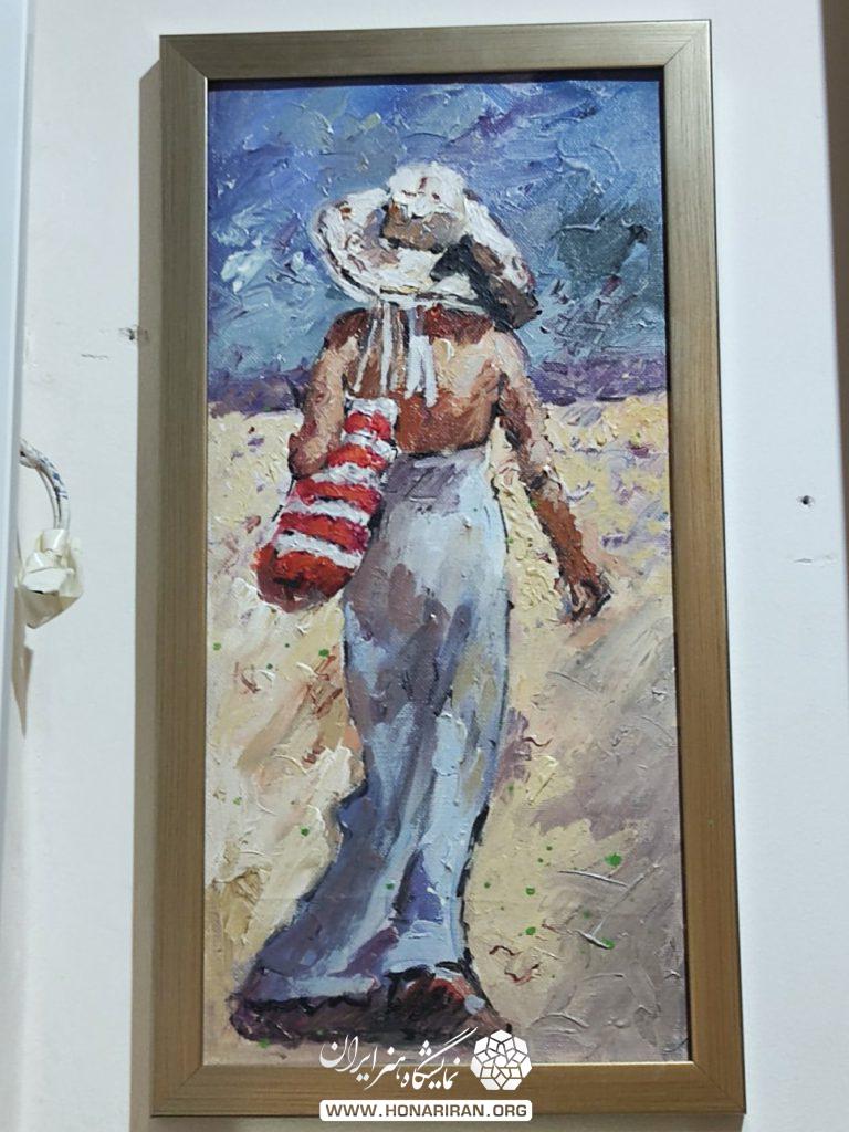 تابلو نقاشی رنگ روغن دختری با لباس سفید