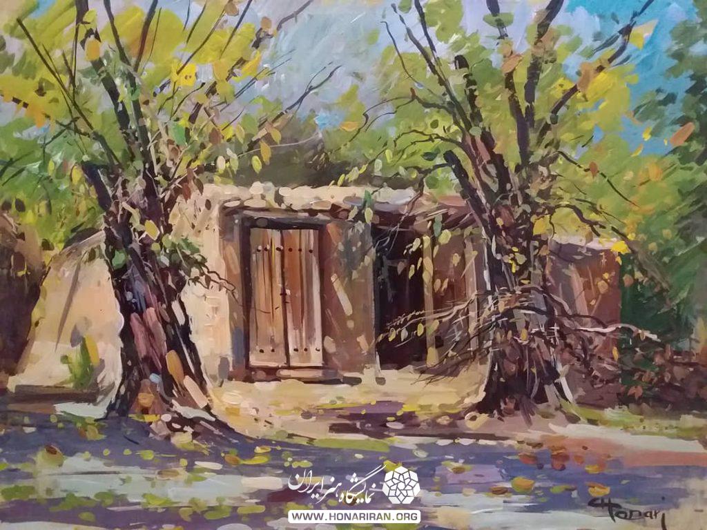 تابلو نقاشی خونه روستایی