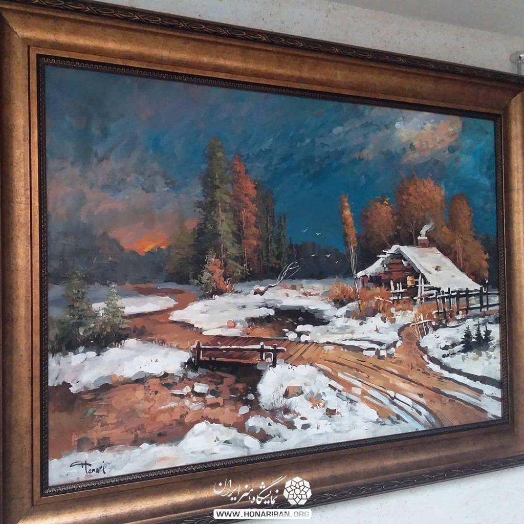 تابلو نقاشی منظره برف