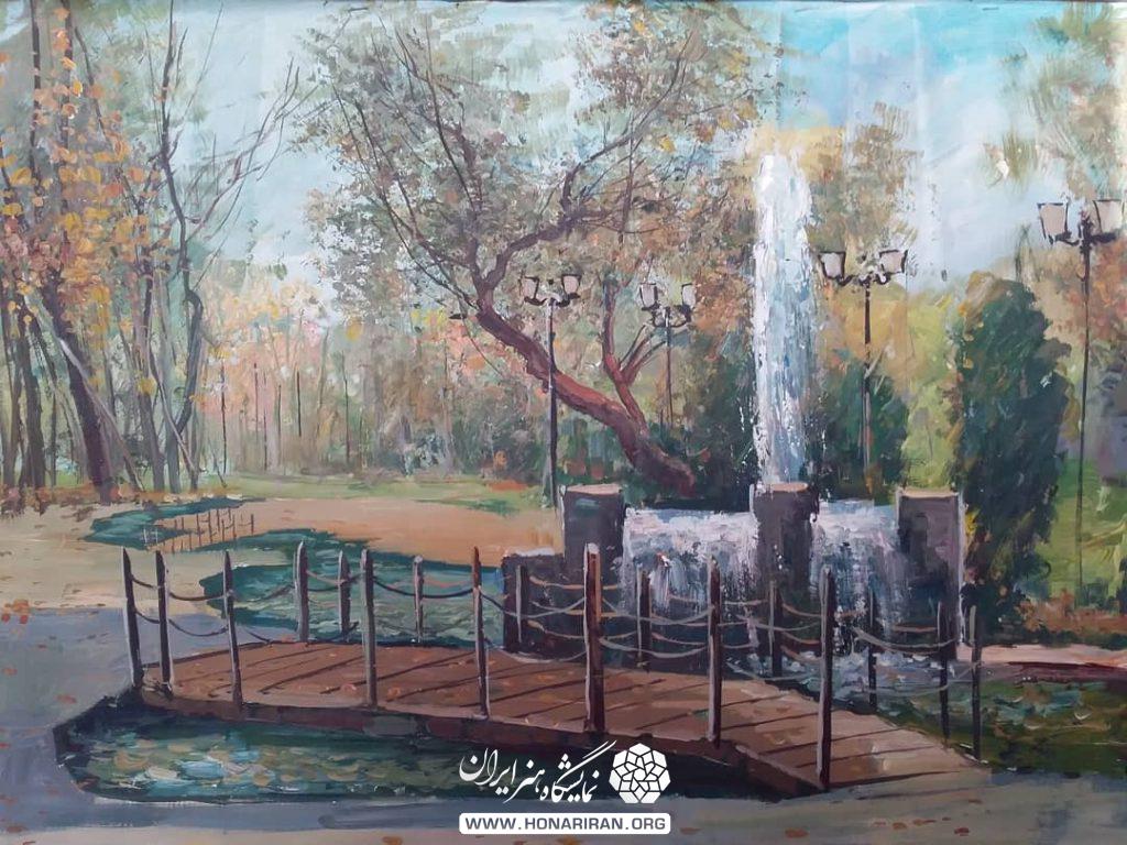 تابلو نقاشی دریاچه پارک ملت