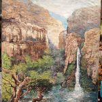تابلو نقاشی آبشار سرسبز