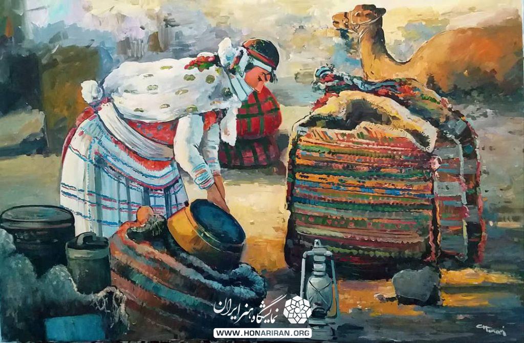 تابلو نقاشی زن عشایر
