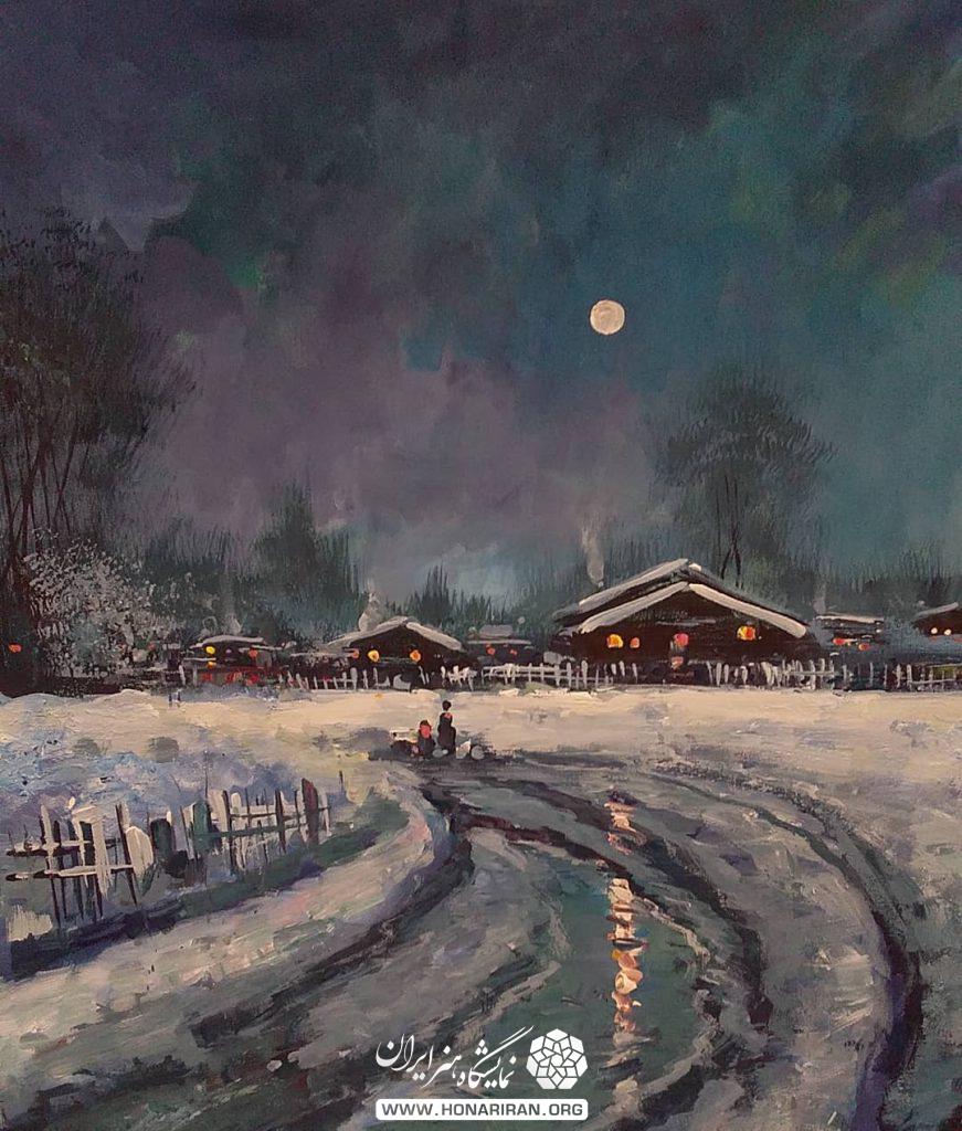 تابلو نقاشی شب زمستانی