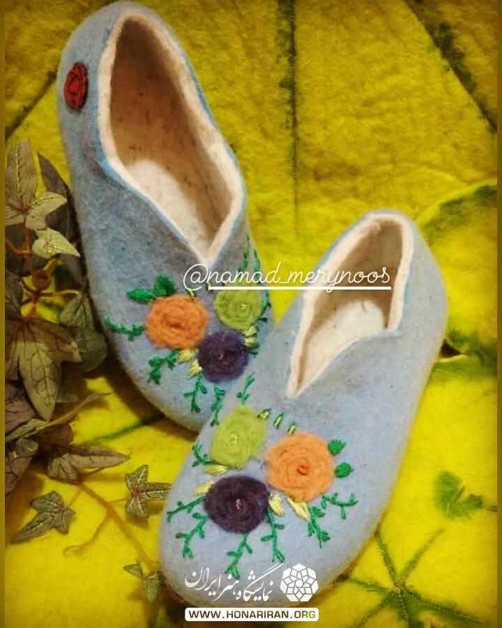 پاپوش نمدی گل برجسته