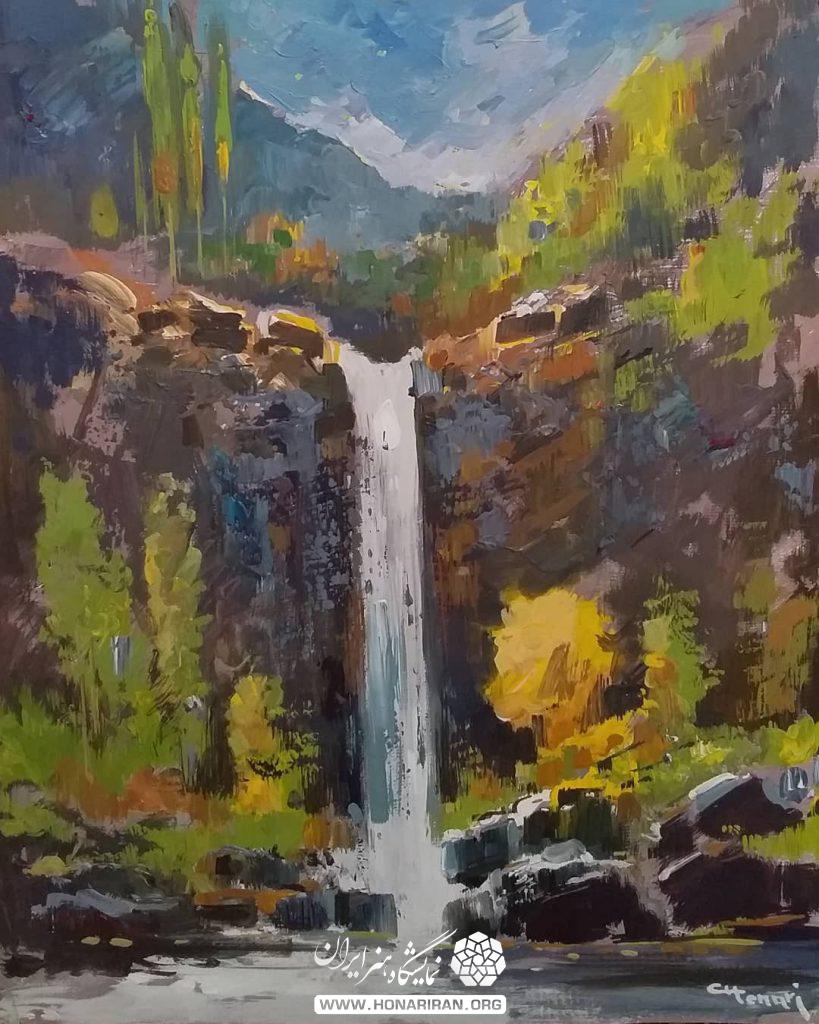 تابلو نقاشی اکریلیک آبشار