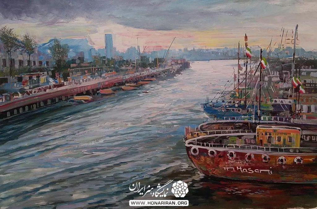 تابلو نقاشی اکریلیک بندر انزلی