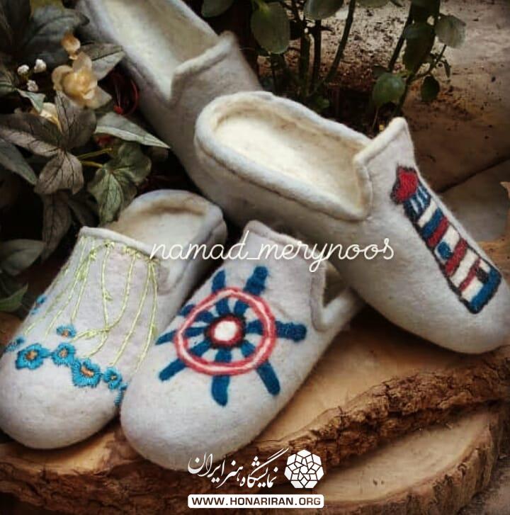 پاپوش نمدی گل برجسته