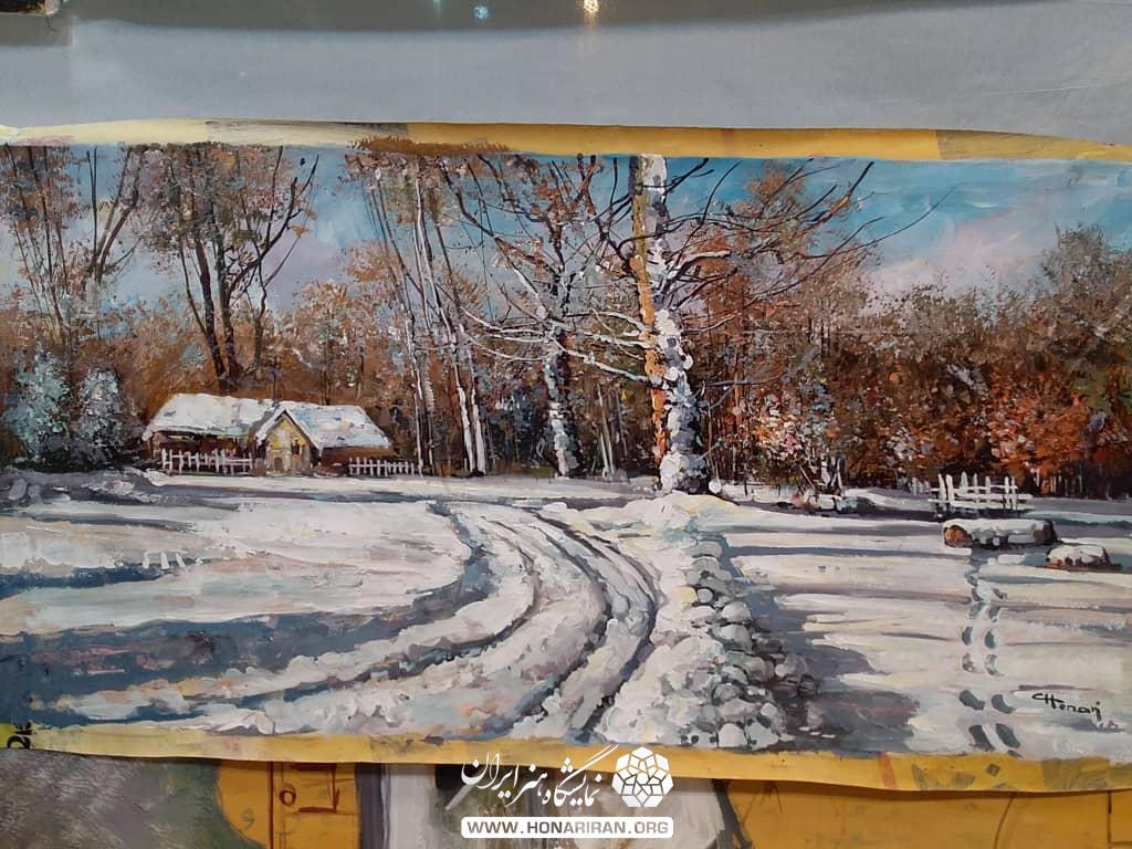تابلو نقاشی جاده برفی