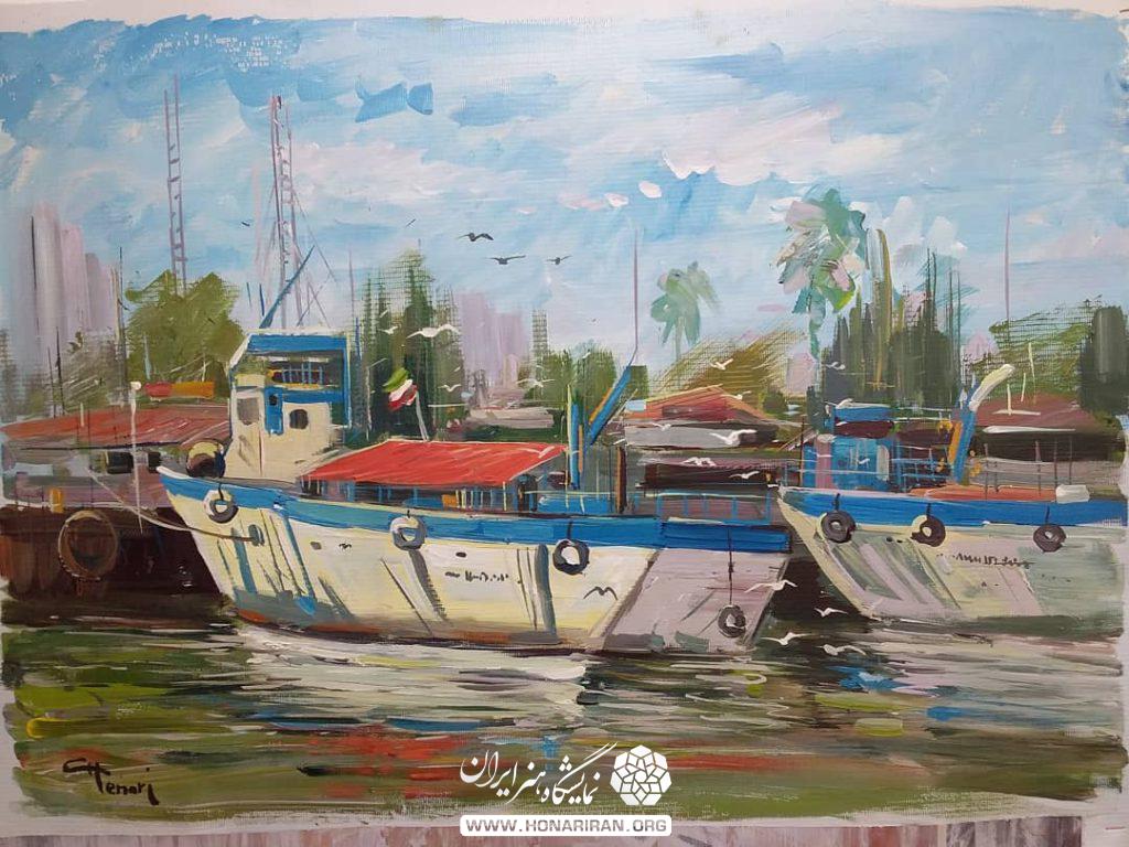 تابلو نقاشی قایق های ماهیگیری