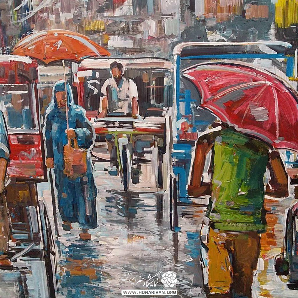 تابلو نقاشی روز بارانی