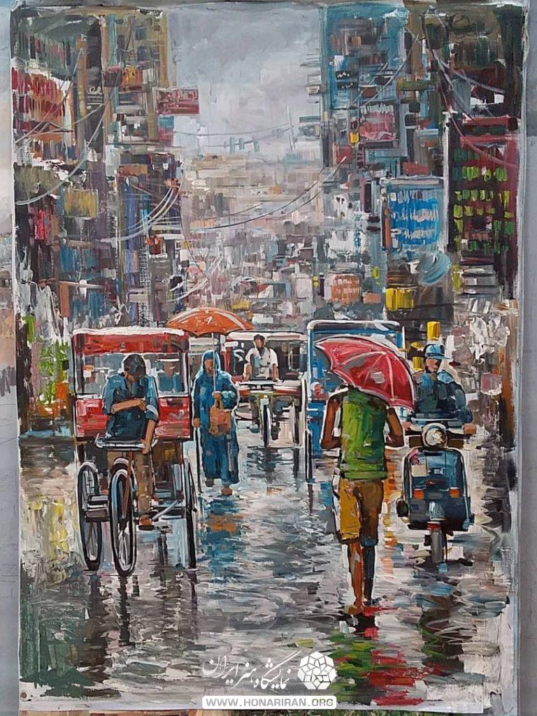 تابلو نقاشی روز بارانی