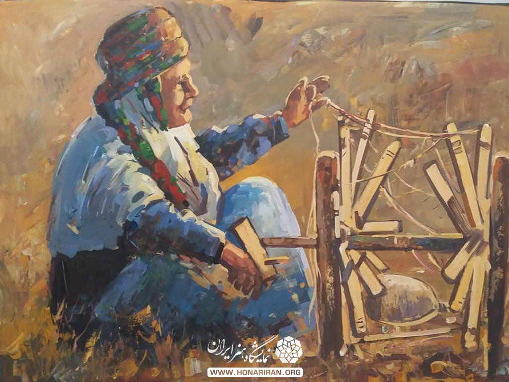 تابلو نقاشی پیرزن روستایی