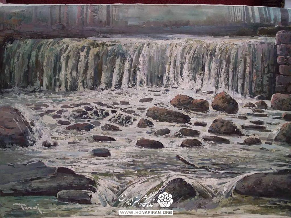 تابلو نقاشی رودخانه سنگی