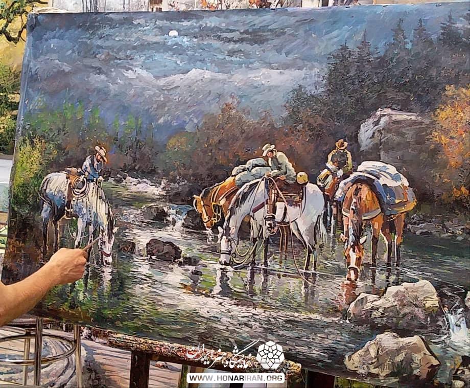 تابلو نقاشی اسب سواران