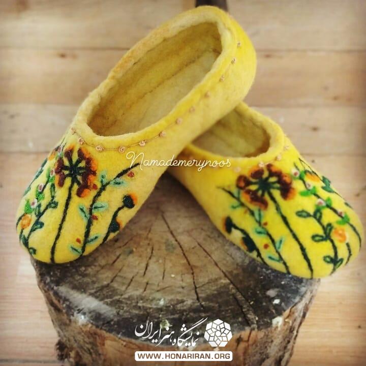 پاپوش نمدی گل برجسته