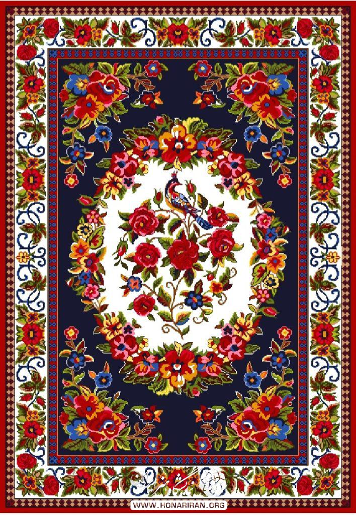 طرح فرش ارغوان، گل و مرغ چهار محال و بختیاری