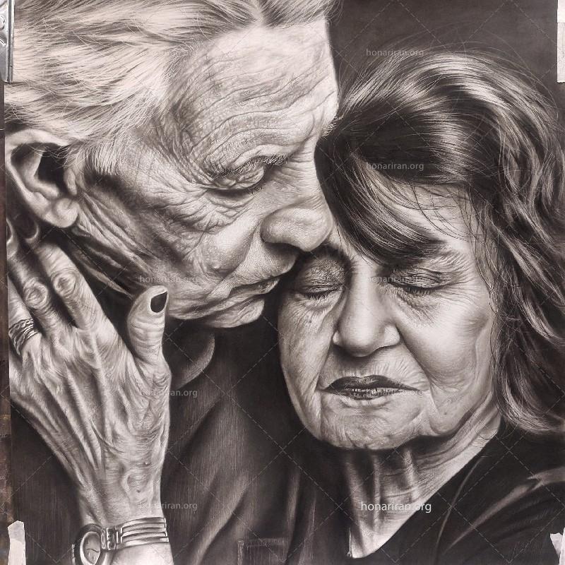 نقاشی پیرمرد و پیر زن عاشق
