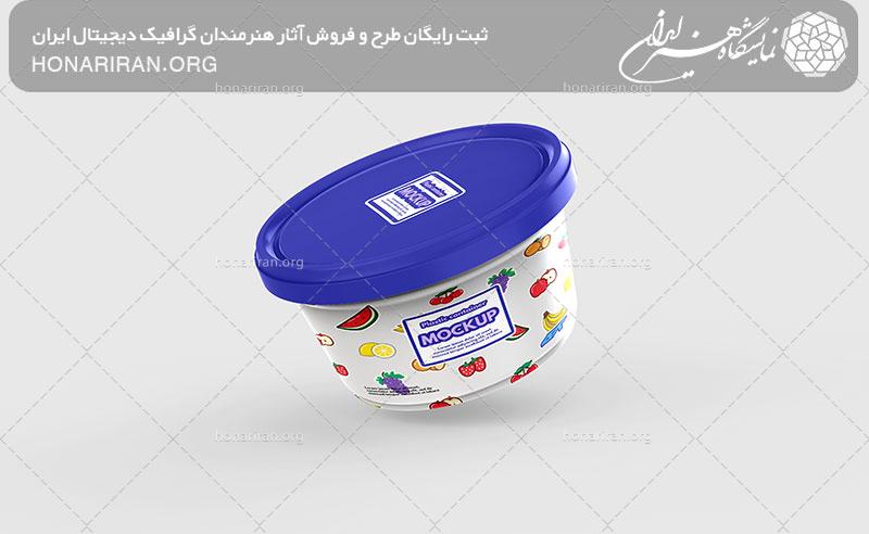 موکاپ ظرف پلاستیکی با درب بنفش از نمای بالا