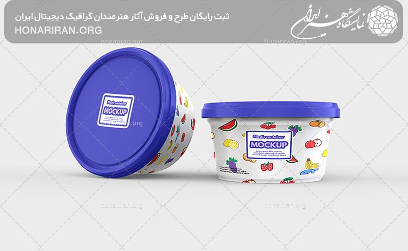 موکاپ دو ظرف  از جنس پلاستیک با طرح میوه های خوشمزه