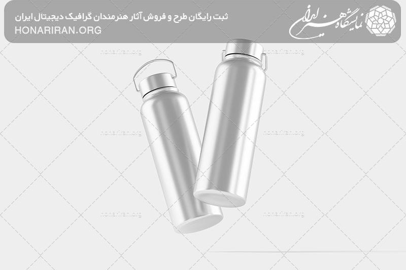 موکاپ دو فلاسک فلزی در کنار یکدیگر