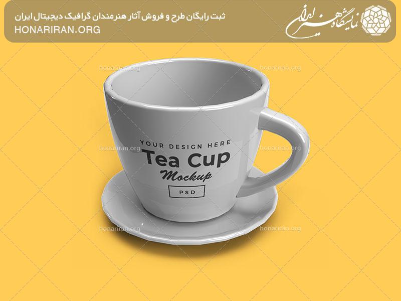 موکاپ فنجان مناسب قهوه به رنگ سفید در بک گراند زرد