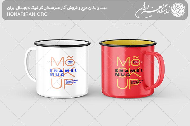 موکاپ دوماگ قهوه به رنگ سفید و قرمز