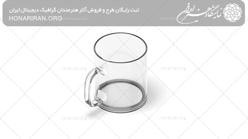 موکاپ لیوان دسته دار شیشه ای در پس زمینه سفید