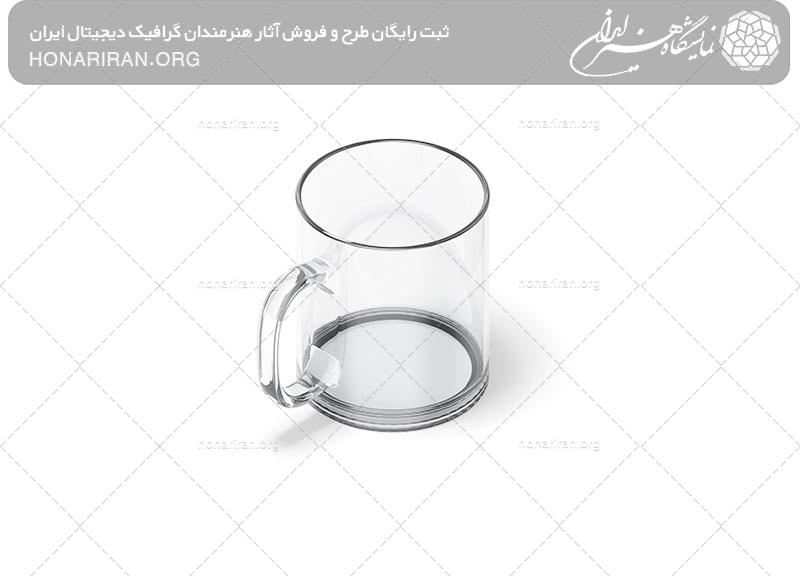 موکاپ لیوان شیشه ای دسته دار از نمای تقریبا بالا