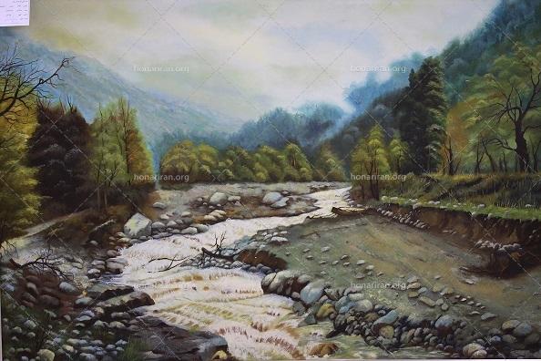 نقاشی طبیعت رودخانه