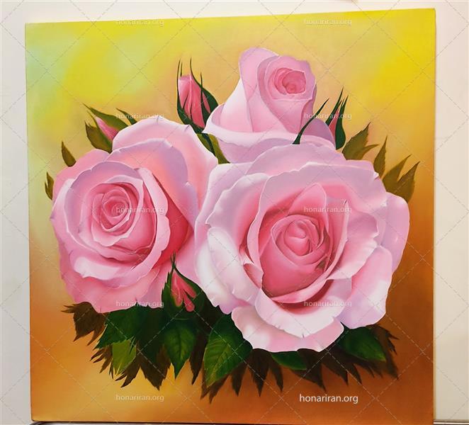 نقاشی گل رز صورتی زیبا