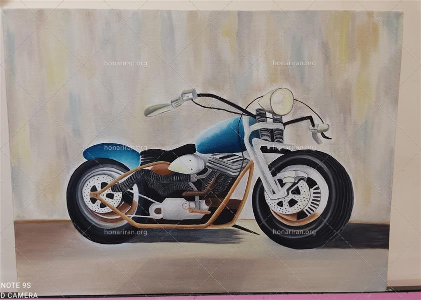نقاشی رنگ و روغن موتورسیکلت