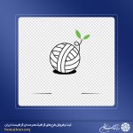 آرم و لوگو گل برگ سبز بر روی گلوله کاموا