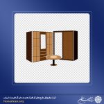 آرم و لوگو کمد لباس و کمد کفش به همراه میز چوبی