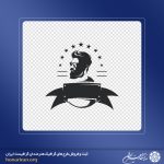 آرم و لوگو مرد با موهای زیبا و ستاره ها در اطرف او