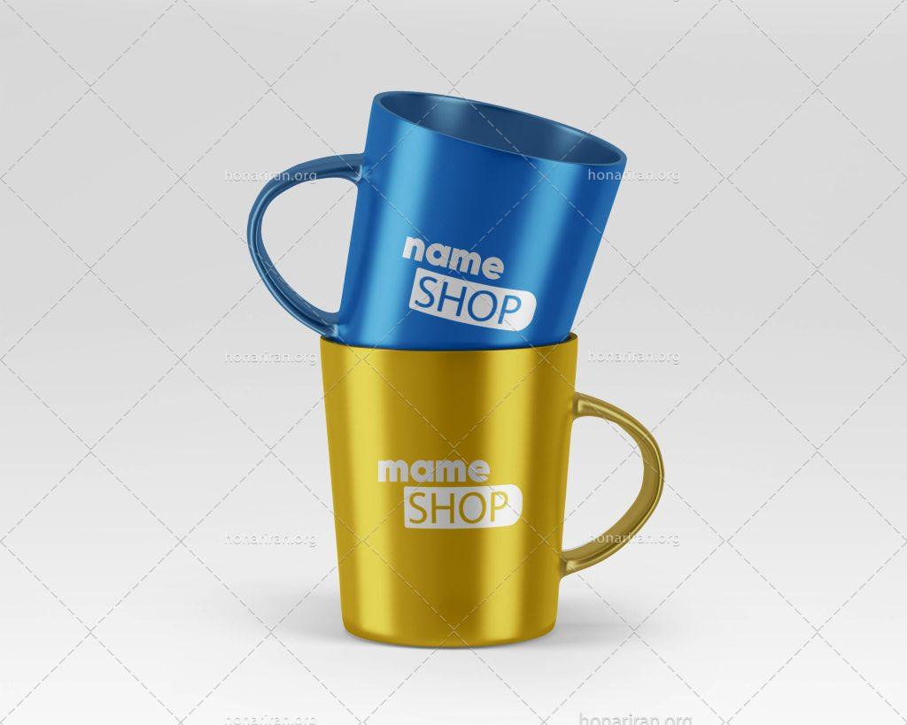 موکاپ لیوان با چیدمان روی هم