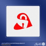 آرم و لوگو قفل در بک گراند قرمز