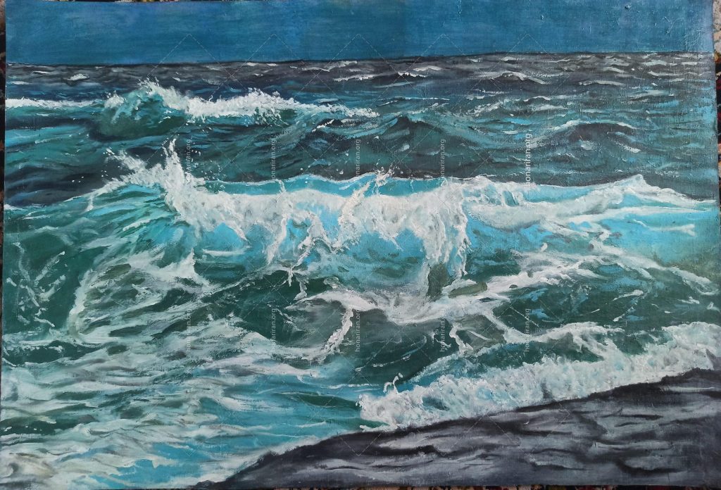 تابلو نقاشی رنگ روغن موج